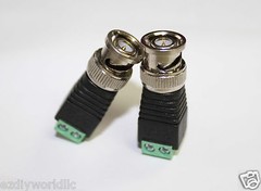 10sets CAT5 to BNC Coaxial Video Balun & Male Female DC Power Connectors