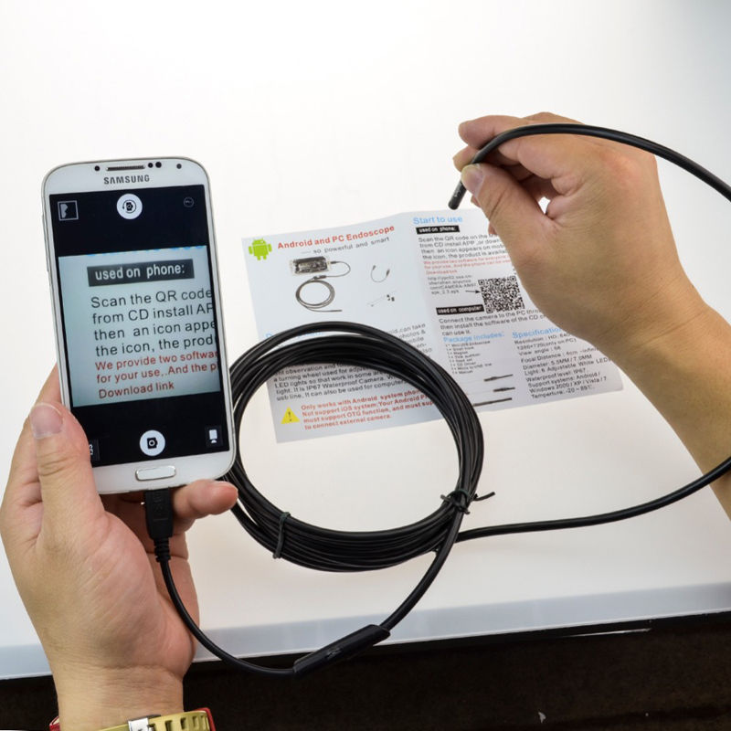 Silm Cable 5.5MM 6LED Micro USB Waterproof Endoscope Inspection Camera for Phone
