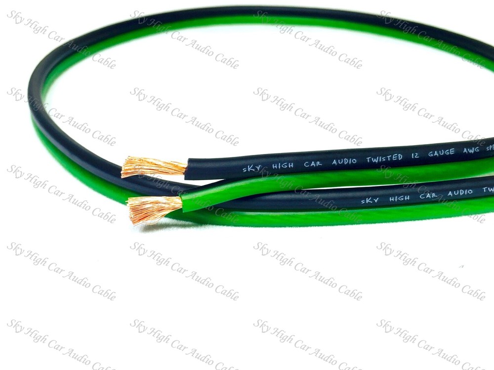 25′ feet TRUE 12 Gauge AWG GR/BK Speaker Wire Car Home Audio ft GA
