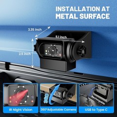 EWAY WiFi Magnetic Hitch Wireless Backup Rear/Front View Camera Black