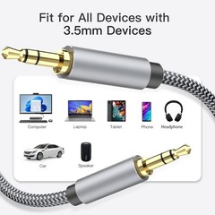 Aux Cord 4ft, 3.5mm Audio Cable Nylon Braided Male to Male for Car Headphones
