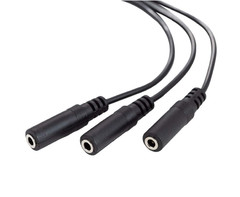AUX Headphone Splitter Cable 3.5mm Male to Triple Female Stereo Adapter