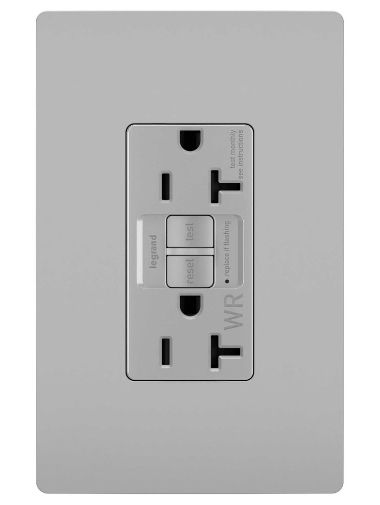 NAFTA-COMPLIANT TAMPER-RESIST/WEATHER-RESISTANT 20A SELF-TEST DUPLEX GFCI GRAY
