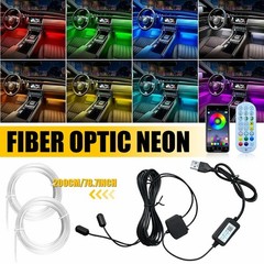 LED Neon Light Trim Glow Optic Fiber Strip Car Interior Ambient Lighting Kit.APP