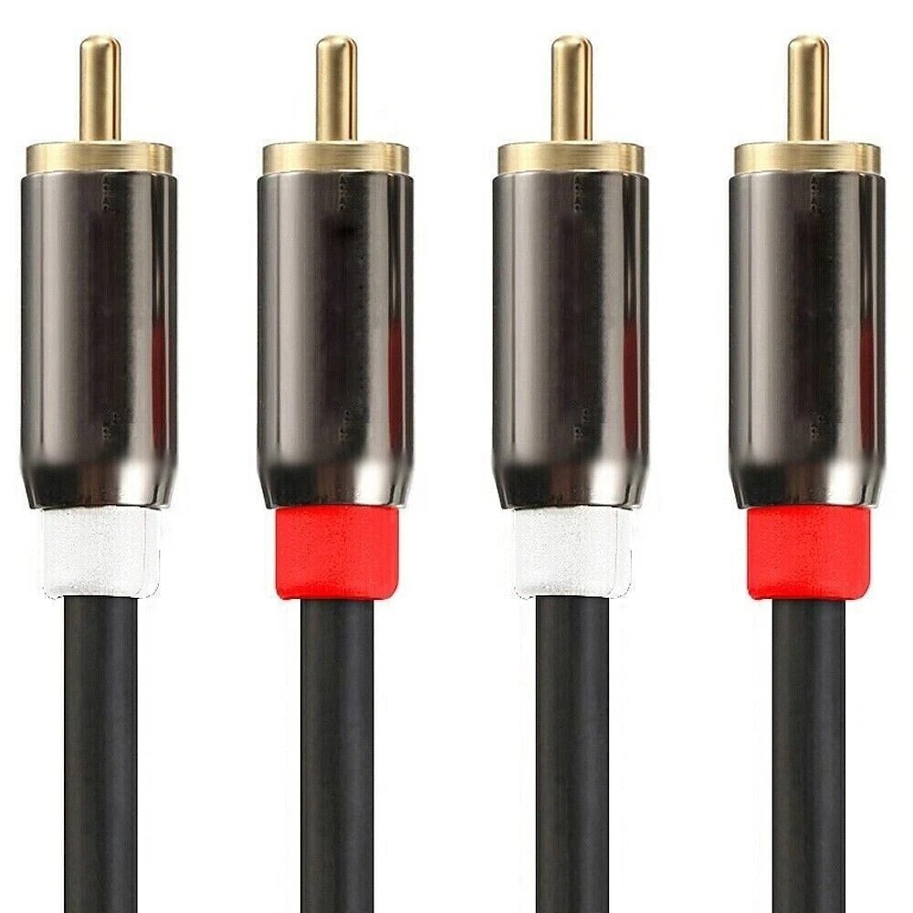 3FT 6FT 24k Gold Plated RCA Male L/R Stereo Audio Cable Cord Plug