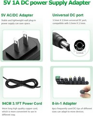 5V 1A 0.5A AC Adapter for Bluetooth Speaker,Tablet,Led Strip Light,String Li….