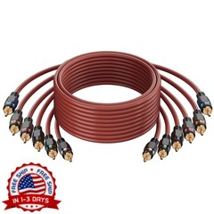 6-Channel RCA Audio Cable 10 Ft Oxygen Free Copper Male to Male Twisted Pair RCA