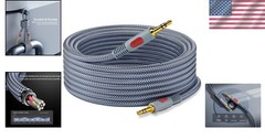 Heavy-Duty 25 Ft 3.5mm AUX Cable with Gold-Plated Connectors for Hi-Fi Sound