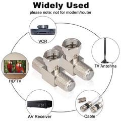 Coaxial Cable Splitter,T Shape TV Antenna Splitter/Combiner RG6 F Type Male to 2