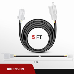 22AWG 5 Feet Plug and Play Dual Control Switch Wiring Harness Extension Kit for