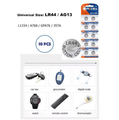 Baterias de Pila Alcalina LR44 1.5V para Reloj Calculadoras Equipos Inofrmaticos
