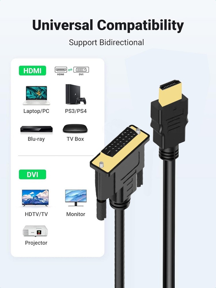 New HDMI to DVI-D 24+1 Pin Monitor Display Adapter Cable Male/Male HD HDTV 6 FT