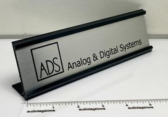 ADS Speakers Desk Sign – Custom Made Aluminum Reversible Black / Silver