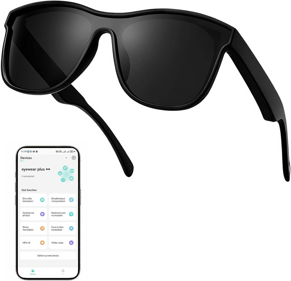 AI Smart Glasses, Polarized Bluetooth Sunglasses for Men Women | Real-Time Trans