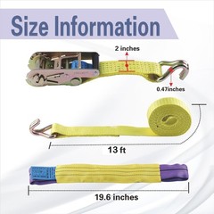 2″ x 13ft Ratchet Tie Down Straps (4-Pack), 10,000 lbs Heavy-Duty Cargo, Yellow