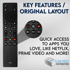 New Original TCL RC923A FMB1 Smart TV Voice Remote w/ Netflix Youtube Disney+