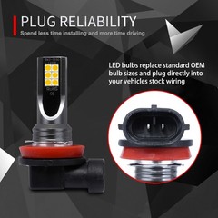 2X Yellow LED Fog Light Bulbs H11 / H8 3000K 12LEDs Waterproof Fog Light