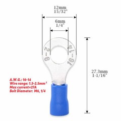 Wire Ring Terminals 22-16 12-10 AWG Crimp Connector Power Car Audio Ground Gauge