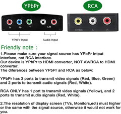 Ypbpr to HDMI Converter, Component to HDMI, RGB to HDMI Converter Supports Video