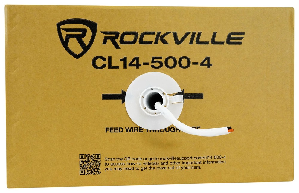 Rockville CL14-500-4 CL2 Rated 14 AWG 500′ 4 Conductor Speaker Wire In Ceiling