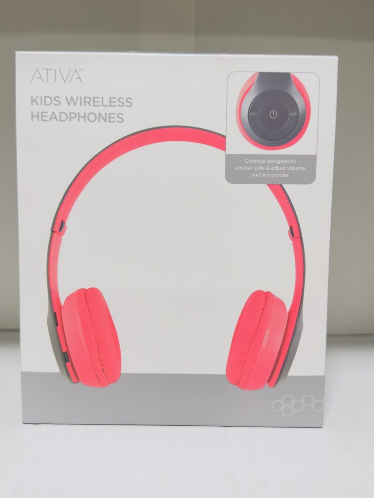 Ativa Kids Wireless Headphones Black – Cushioned Ear Pads – NEW