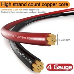 4 Gauge Amp Wire 50FT Battery Cable Calibre 4 Awg 50FT Wire+50FT Cable Sleeve