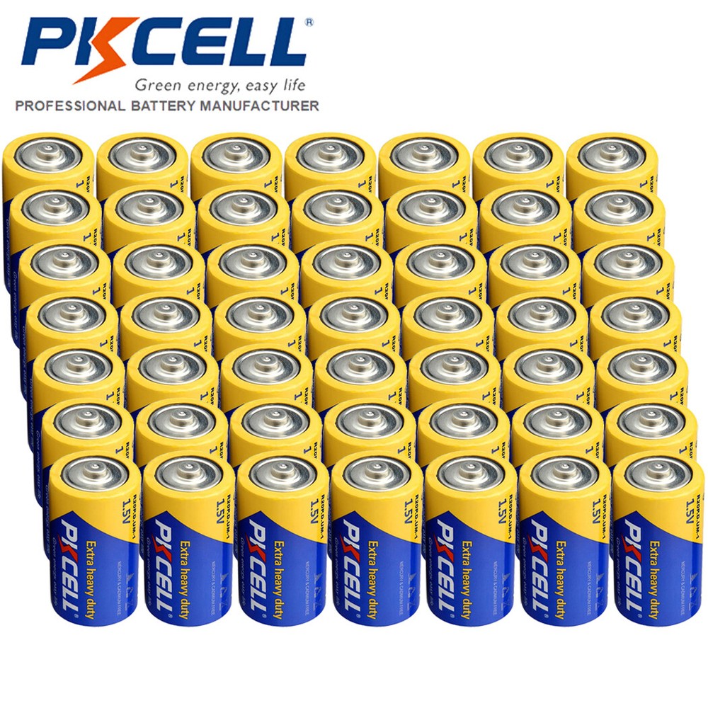 50Pcs D Size Batteries 1.5V R20P UM1 PC1300 Zinc-carbon for LED Lights