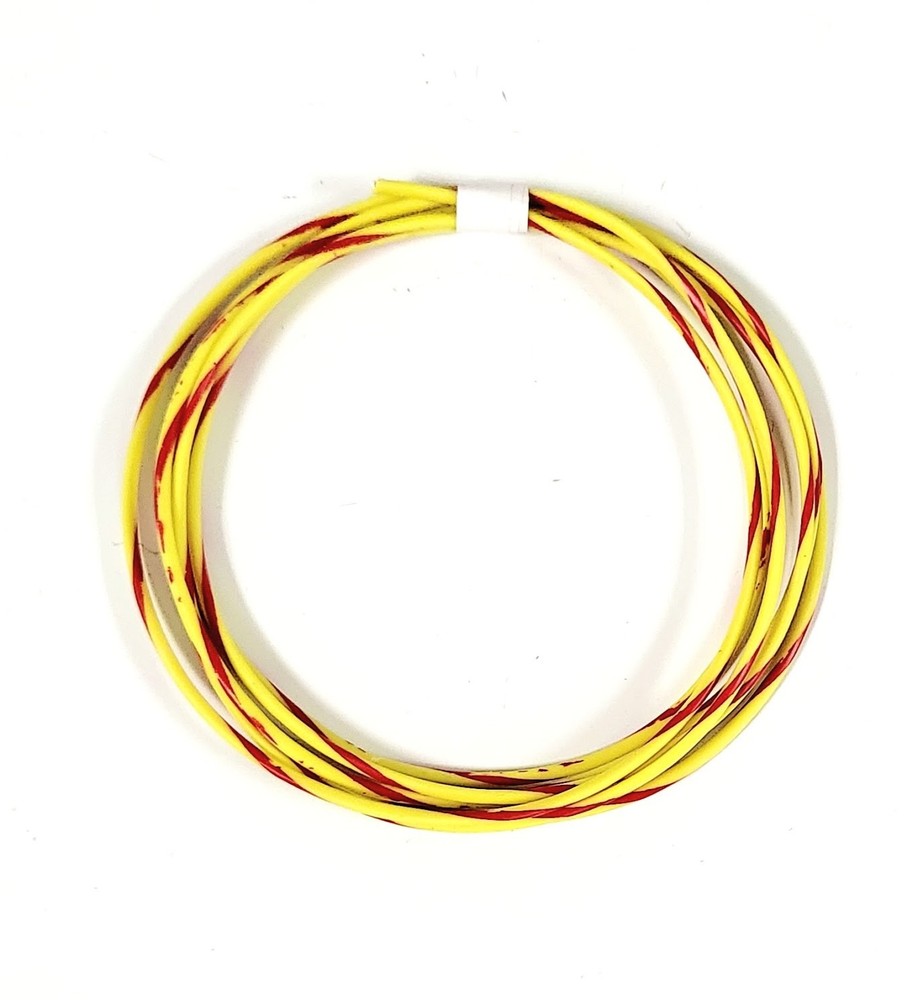 25 FEET AUTOMOTIVE WIRE 18 AWG HIGH TEMP TXL WIRE YELLOW WITH RED STRIPE