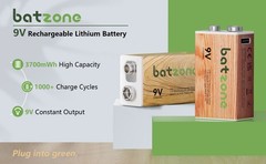 4 Pack 9V 3700mWh Rechargeable Lithium ion Battery With USB Type-C Cable 9 Volts