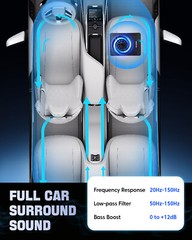 NEW 10″ 1200W Slim Under Seat Powered Car Subwoofer Hideaway Subwoofer Blue LED