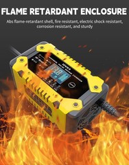 12V 6A Smart Car Battery Charger Pulse Repair for AGM LiFePO4 Motorcycle SUV