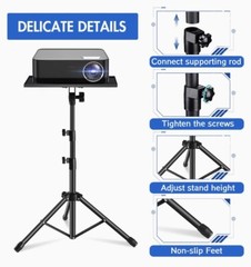 Portable Tripod Stand With Tray For Projector/Laptop/Camera, Adjustable 17”-55”