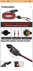 1.5FT Cigarette Lighter Socket to O Ring Terminal, 12V-24V 6mm Ring Eyelet 0.5M