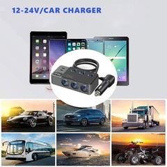 1to8 Multi Socket Car Cigarette Lighter Splitter USB Charger Adapter PD QC 120W
