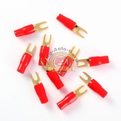 Audio 8 Gauge Red Gold Crimp Spade Terminal Connectors x 10pcs
