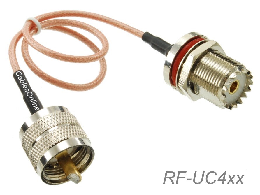 UHF PL259 Male to UHF Bulkhead Female 50Ω RG316 Coax Low Loss RF Cable