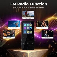Reproductor MP3 Soporte 128GB Bluetooth sin pérdidas Música FM Radio Grabadora