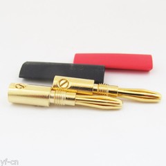 100pcs Gold Plated Copper 4mm Banana Plug Speaker Cable Connector w/Heatshrink