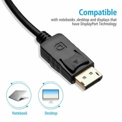 Display Port to HDMI Cable DP Adapter Converter Audio Video PC HDTV 1080P 60Hz
