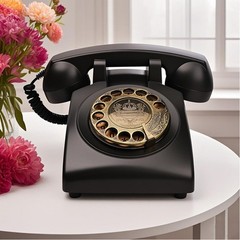 TelPal Corded Telephone Antique Rotary Dial 8008-Black Vintage Home Office Decor