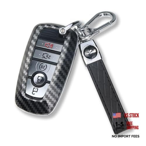 for Ford Key Fob Cover with Keychain Full Protection Durable ABS Carbon Fiber