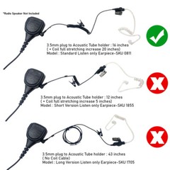 3.5mm Listen Only Acoustic Tube Headset Earpiece For Motorola With Earmold NEW