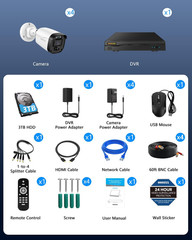 5MP Wired Security Camera System, 90 Days Storage, 4 Cameras, No Fees