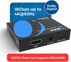 4K 60Hz 18G HDMI 2.0 Audio Converter Extractor – SPDIF + 3.5Mm Output