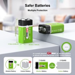 Batteries 9V Block Battery, 6 Pieces, Longlife Power for Smoke Detectors, Fir…