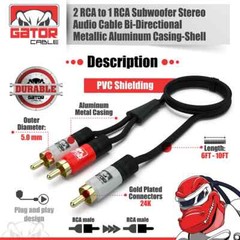 2 RCA to 1 RCA Male Subwoofer Audio Splitter Y Cable Stereo Bass Bi-Direction