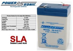Power-Sonic 6V 4.5Ah PS-640, PS640F1, UB645 Replacement SLA Battery NEW!
