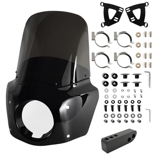 Motorcycle Fairing Windshield Kit, 5.75″ Headlight Fairings 48-58mm 15 Inch