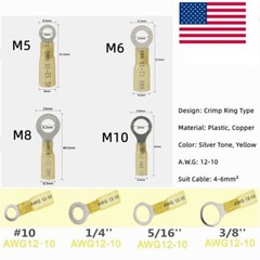 100-300 x #10 5/16 1/4 3/8 Stud Eyelet Heat Shrink Ring Terminal Crimp Connector