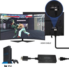 PS2 to HDMI Converter 1080P HD Monitor HDTV Video Adapter for PlayStation 1/2/3